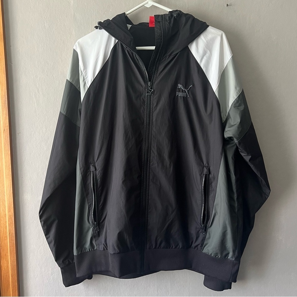Puma Men’s Black and White Track Jacket Size Large